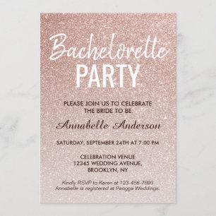 Pink Rose Gold Glitter Sparkle Bachelorette Party Invitation