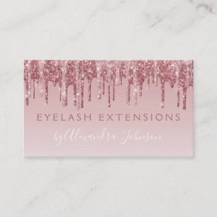 Pink Rose Gold Glitter Sparkle Eyelash Extensions Business Card