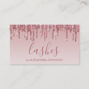 Pink Rose Gold Glitter Sparkle Lashes Business Card