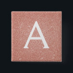 Pink Rose Gold Glitter & Sparkle Monogram 15 Cm Square Badge<br><div class="desc">Pink Rose Gold Faux Glitter and Sparkle Elegant Magnet. These Magnets can be customised to include your initial and first name and are perfect for a birthday party,  wedding,  bridal shower or bachelorette party.</div>