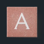 Pink Rose Gold Glitter & Sparkle Monogram 15 Cm Square Badge<br><div class="desc">Pink Rose Gold Faux Glitter and Sparkle Elegant Magnet. These Magnets can be customised to include your initial and first name and are perfect for a birthday party,  wedding,  bridal shower or bachelorette party.</div>