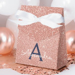 Pink Rose Gold Glitter & Sparkle Monogram Favour Box<br><div class="desc">Pink Rose Gold Faux Glitter and Sparkle Elegant Gift Box. This Gift Box can be customised to include your initial and first name and makes a great birthday,  wedding,  bachelorette party,  bridal shower or baby shower gift box. Please contact the designer for customised matching items.</div>