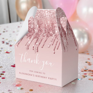 Pink Rose Gold Glitter & Sparkle Monogram Favour Box