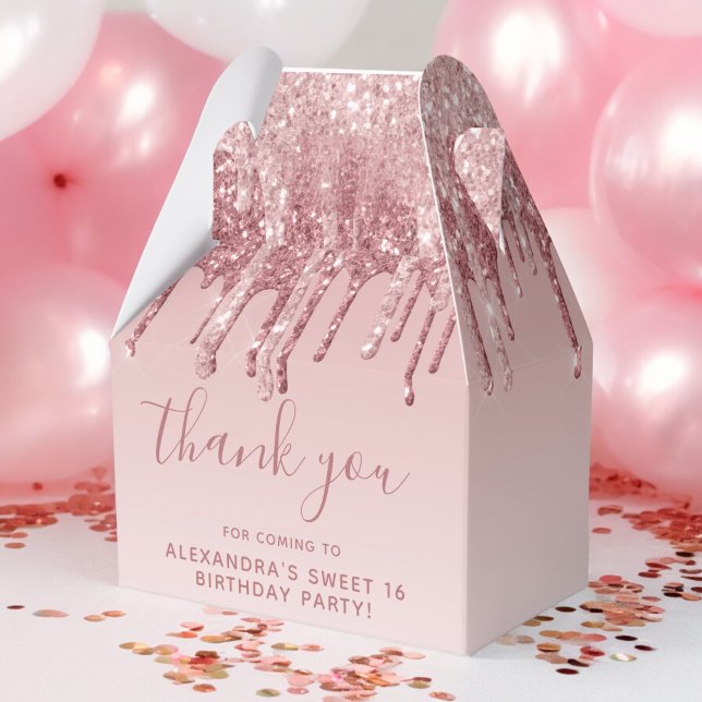 Pink Rose Gold Glitter & Sparkle Monogram Favour Box (Creator Uploaded)