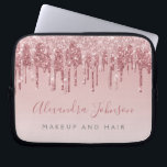 Pink Rose Gold Glitter Sparkle Monogram Laptop Sleeve<br><div class="desc">Blush Pink - Rose Gold Faux Dripping Glitter and Sparkle Elegant Monogram Business Professional Hair and Make Up Beauty Promotional Work Laptop Computer Case or Sleeve. This case can be customised to include your signature script name and job or position title.</div>