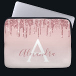 Pink Rose Gold Glitter Sparkle Monogram Laptop Sleeve<br><div class="desc">Blush Pink - Rose Gold Faux Dripping Glitter and Sparkle Elegant Monogram Girly Cute Laptop Computer Case or Sleeve. This case can be customised to include your signature script name.</div>