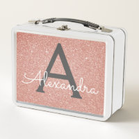 Pink Rose Gold Glitter & Sparkle Monogram