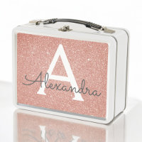 Pink Rose Gold Glitter & Sparkle Monogram