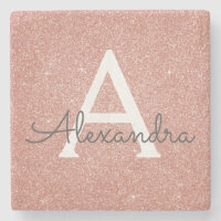 Pink Rose Gold Glitter & Sparkle Monogram