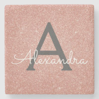 Pink Rose Gold Glitter & Sparkle Monogram
