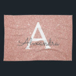 Pink Rose Gold Glitter & Sparkle Monogram Tea Towel<br><div class="desc">Pink Rose Gold Faux Glitter and Sparkle Elegant Towels. These Towels can be customised to include your initial and first name.</div>