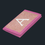 Pink Rose Gold Glitter & Sparkle Monogram Trifold Wallet<br><div class="desc">Pink Rose Gold Faux Glitter and Sparkle Elegant Nylon Wallet. This Nylon Wallet can be customised to include your initial and first name.</div>