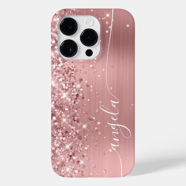 Pink Rose Gold Glittery Glam Signature Case-Mate iPhone Case (Back)