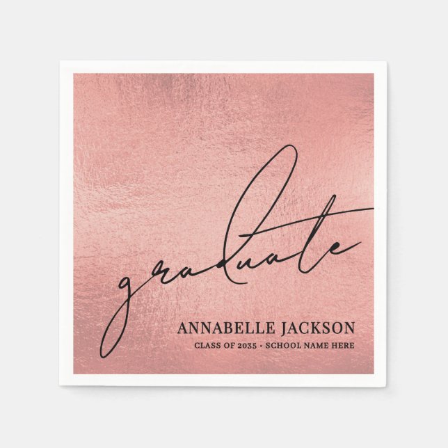 Pink Rose Gold Graduation Napkin (Front)