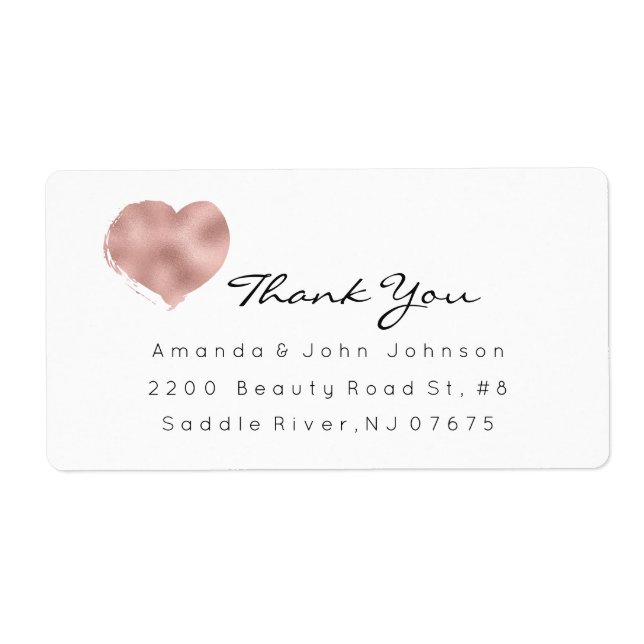Pink Rose Gold Heart Brush Stroke Thank You (Front)