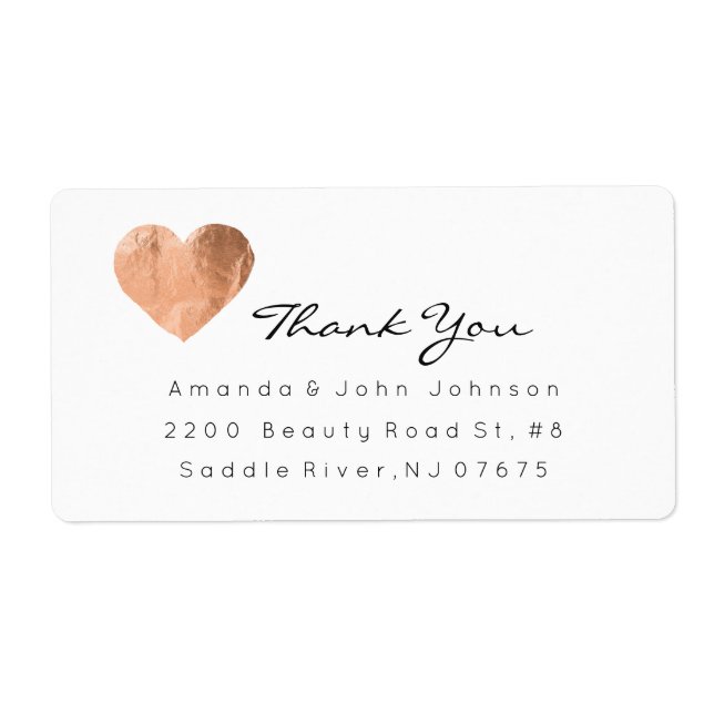 Pink Rose Gold Heart Brush Stroke Thank You (Front)