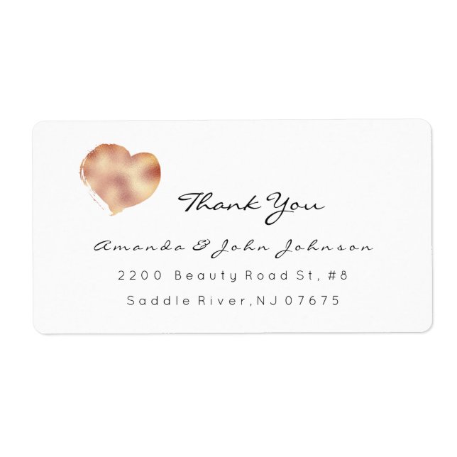 Pink Rose Gold Heart Brush Stroke Thank You (Front)