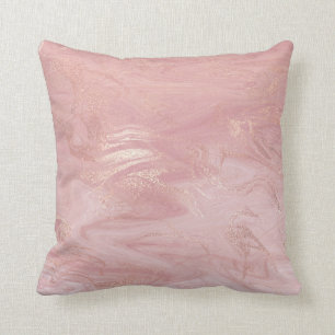 Pink Rose Gold Love Marble Molten Gold Abstract Cushion