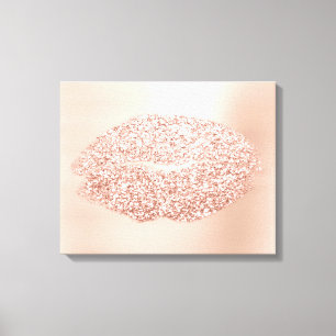 Pink Rose Gold Makeup Artist Gold Kiss Lips Canvas Print