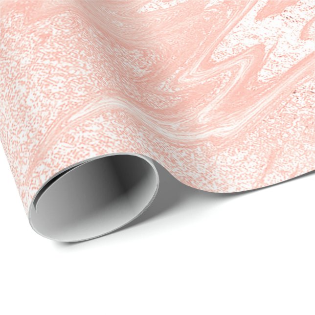 Pink Rose Gold Marble Molten Pastel Shiny Girly Wrapping Paper (Roll Corner)