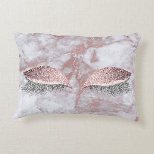 Pink Rose Gold Marble Silver Blush Glitter Glam Decorative Cushion