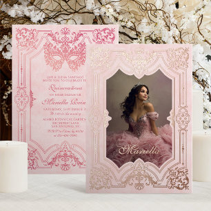 Pink Rose Gold Masquerade Photo Quinceanera