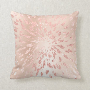 Pink Rose Gold Metal Blush Gold Grey Abstract Cushion