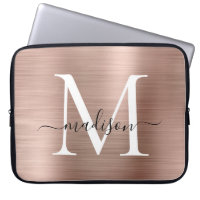Pink Rose Gold Metal Girly Cute Script Monogram