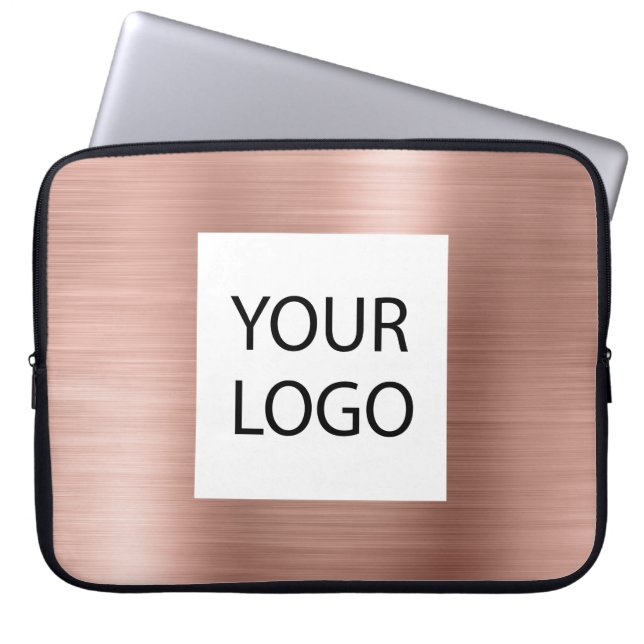 Pink Rose Gold Metallic - Custom Logo Promotional Laptop Sleeve (Front)