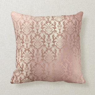 Pink Rose Gold Metallic Damask Royal Blush Powder Cushion
