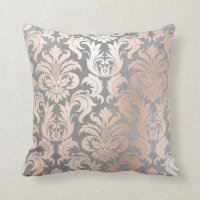 Pink Rose Gold Metallic Damask Silver Grey Lux