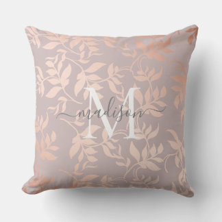 Pink rose gold metallic leaves | powder blush wrap cushion