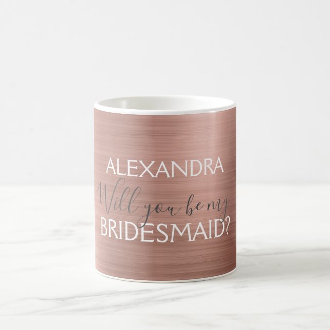 Pink Rose Gold Modern and Chic Bridesmaid Coffee Mug (Center)