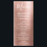 Pink Rose Gold Modern and Elegant Wedding Menu<br><div class="desc">Blush Pink Rose Gold Modern Faux Metallic Stainless Steel Foil Wedding Menu. This girly modern Dusty Pink and Black Script Wedding Menu can be customised to include the names of the Bride and Groom, the wedding date and the wedding dinner menu options. This Menu is part of a matching wedding...</div>
