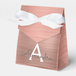 Pink Rose Gold Modern Elegant Monogram Favour Box