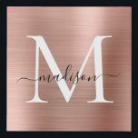 Pink Rose Gold Monogram Girly Script Brushed Metal Faux Canvas Print<br><div class="desc">Pink Rose Gold Monogram Girly Script Brushed Metal Faux Canvas Print</div>