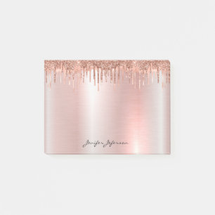 Pink Rose Gold Name Adress Post-it® Notes