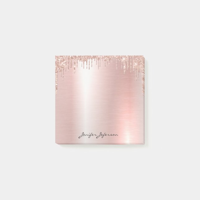 Pink Rose Gold Name Post-it® Notes (Front)