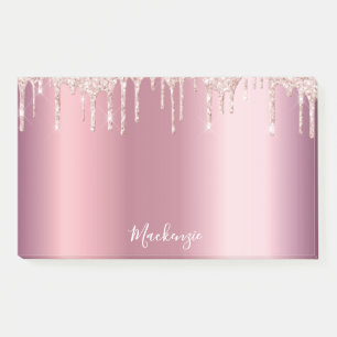 Pink rose gold name script glamourous post-it notes
