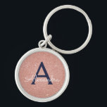 Pink Rose Gold Navy Blue Glitter Sparkle Monogram Key Ring<br><div class="desc">Blush Pink Rose Gold and Navy Blue Faux Glitter and Sparkle Elegant Keychain. These Keychains can be customised to include your initial and first name and are a perfect bridal shower,  bachelorette party or birthday party favour.</div>