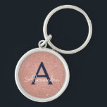 Pink Rose Gold Navy Blue Glitter Sparkle Monogram Key Ring<br><div class="desc">Blush Pink Rose Gold and Navy Blue Faux Glitter and Sparkle Elegant Keychain. These Keychains can be customised to include your initial and first name and are a perfect bridal shower,  bachelorette party or birthday party favour.</div>