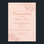 Pink Rose Gold Outline Flowers Floral Quinceanera Invitation<br><div class="desc">Part of our Rose Gold and Blush Pink Quinceanera Collection, these elegant Quinceanera Invitations can be completely personalised with your custom details. The chic floral design features fine botanical line drawings of flowers and leaves in rose gold, along with classy script typography. An alternative version of this invitation is also...</div>