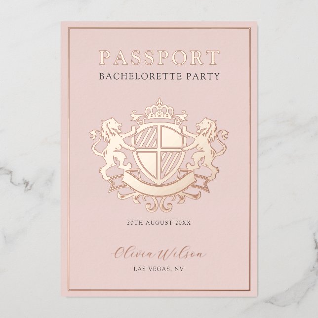 Pink & Rose Gold Passport Bachelorette Party (Front)