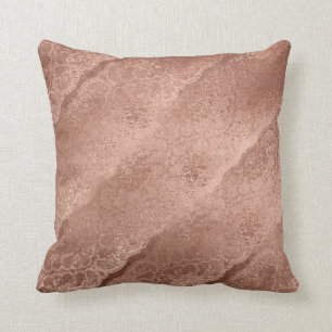 Pink Rose Gold Powder Floral Lace Glam Pillow