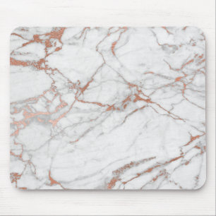 Pink Rose Gold Powder Gold White Grey Marble Mouse Pad