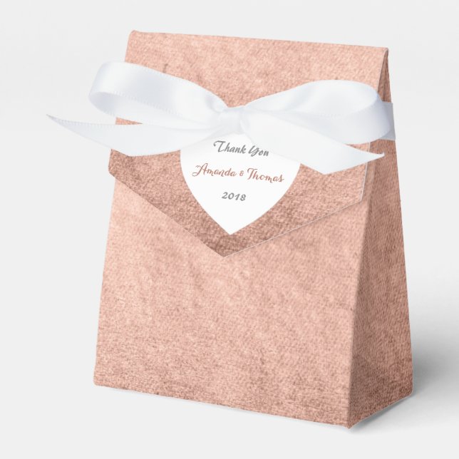 Pink Rose Gold Powder Heart Birthday Wedding Favour Box (Front Side)
