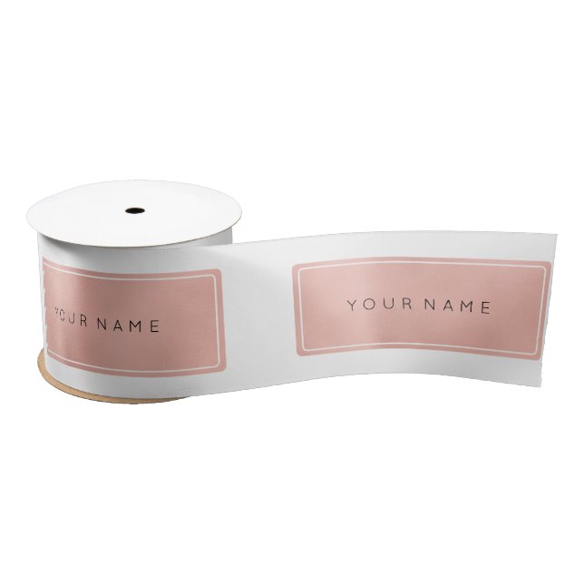 Pink Rose Gold Powder Metallic Minimal Rectangular Satin Ribbon (Spool)