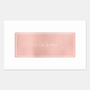 Pink Rose Gold Powder Metallic Rectangular Logo Sticker