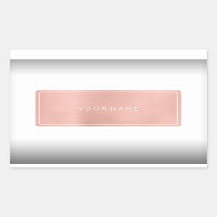 Pink Rose Gold Powder Metallic Rectangular Silver Rectangular Sticker