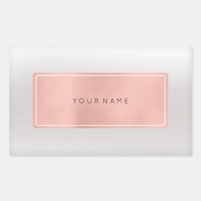 Pink Rose Gold Powder Metallic Rectangular Silver Rectangular Sticker (Front)
